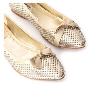 Miu Miu by Prada platinum studded ballet flats